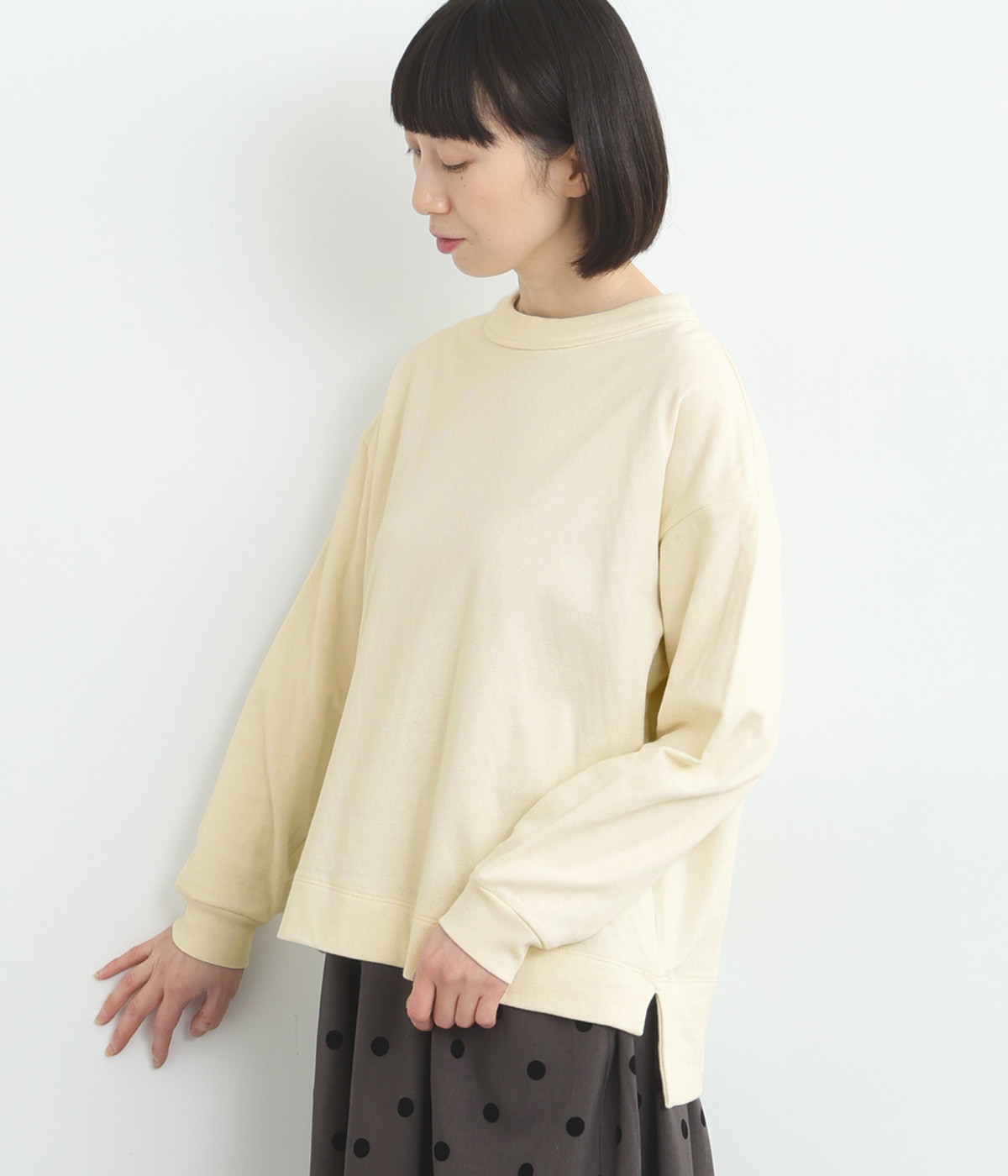 鹿の子接結 前後差プルオーバー(アイボリー-ONESIZE)