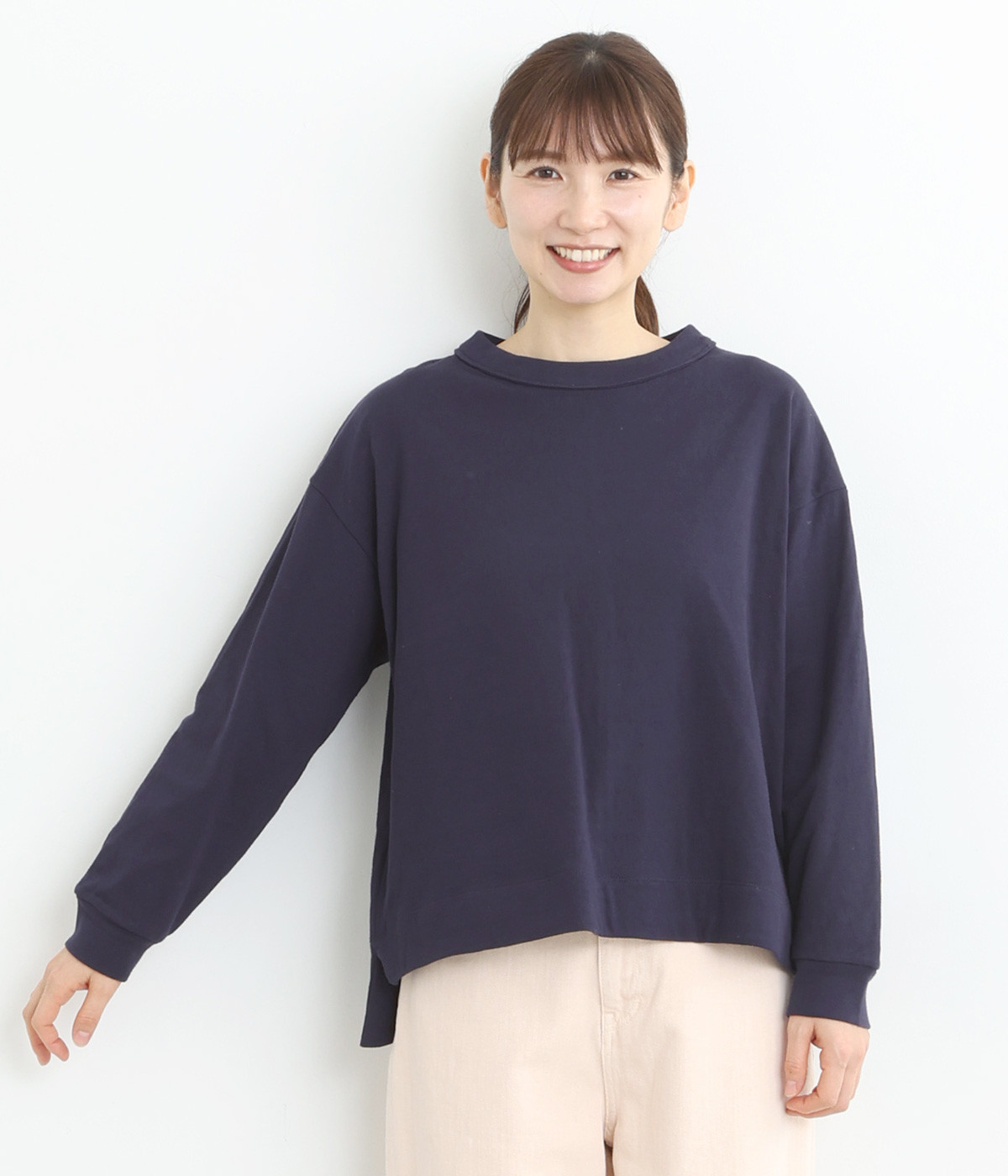 鹿の子接結 前後差プルオーバー(ネイビー-ONESIZE)