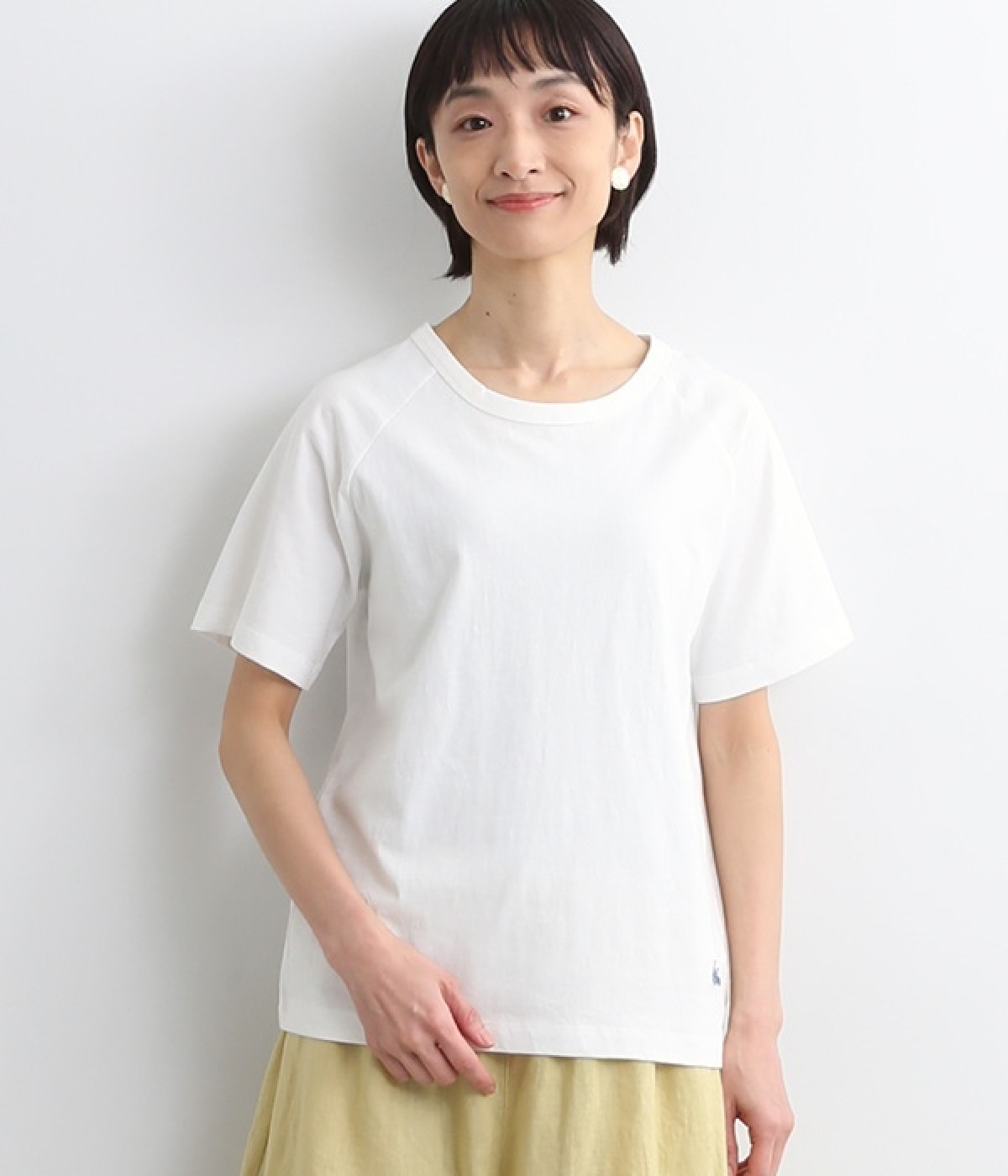 リサイクルコットンラグラン半袖TEE(オフホワイト-L)