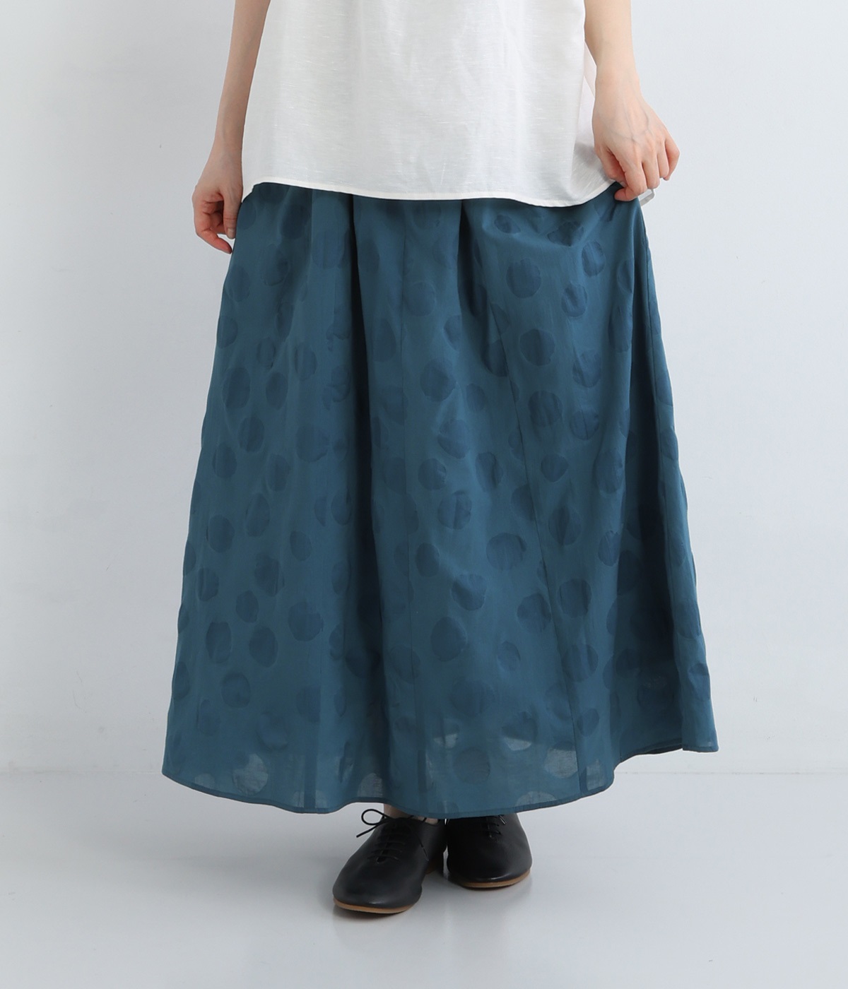 塩縮加工ドットスカート(ターコイズ-ONESIZE)