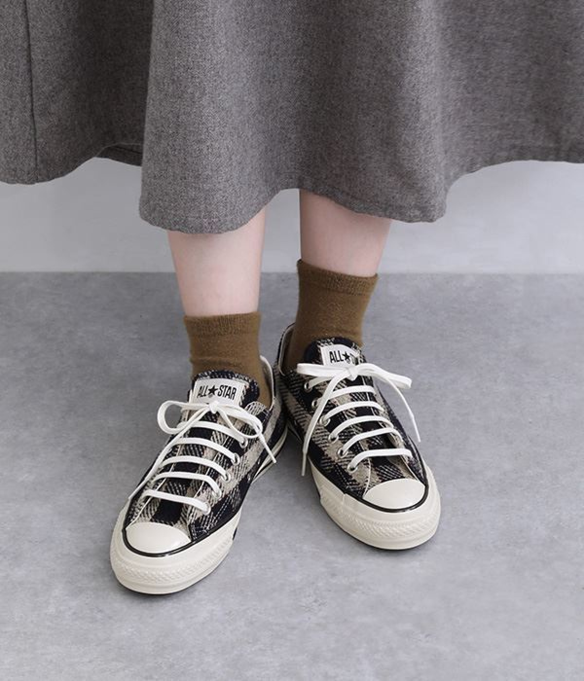 ALL STAR US WOOL PLAID OX(GRAY/NAVY/RED-245)