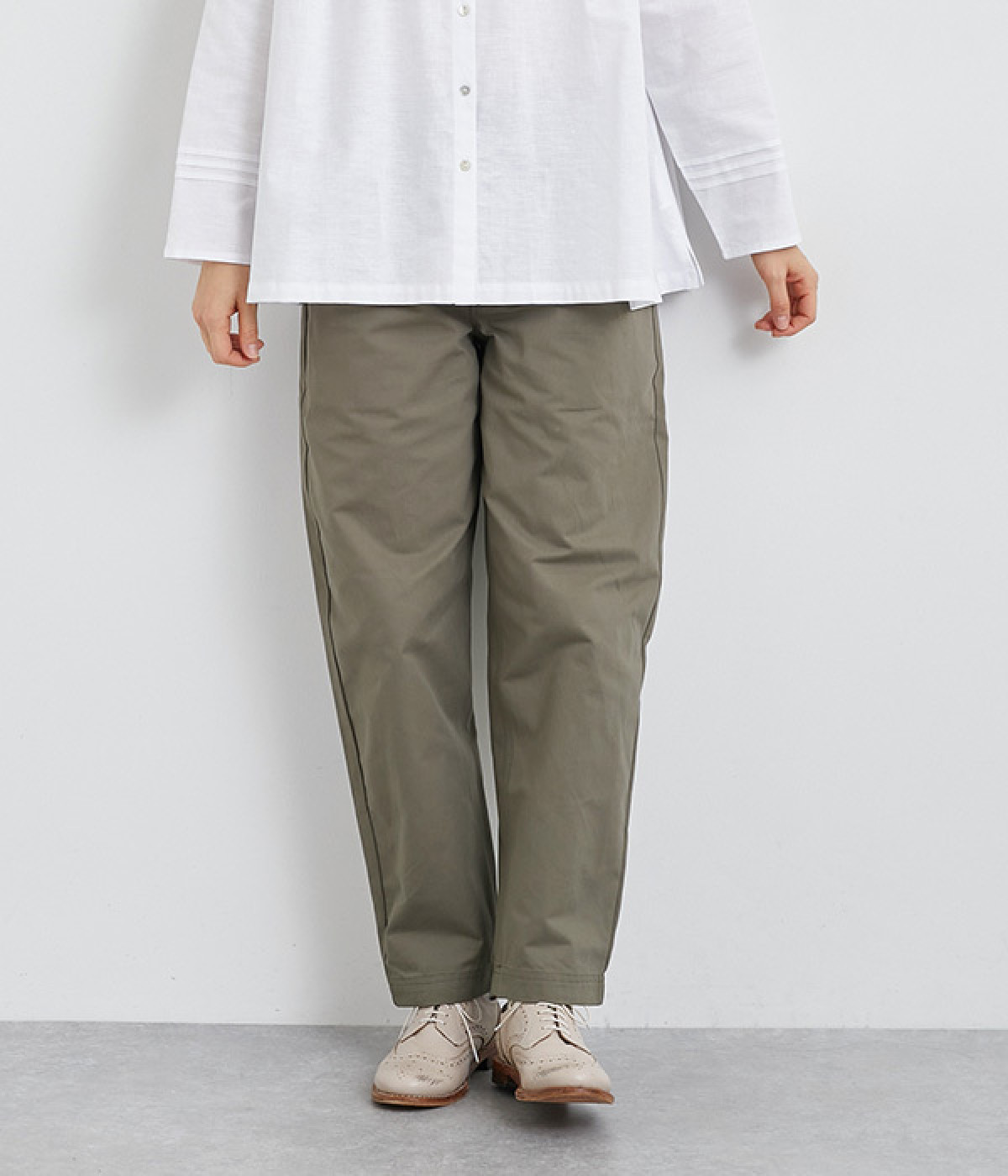 コットンツイルストレートパンツ(スモークグリーン-ONESIZE)