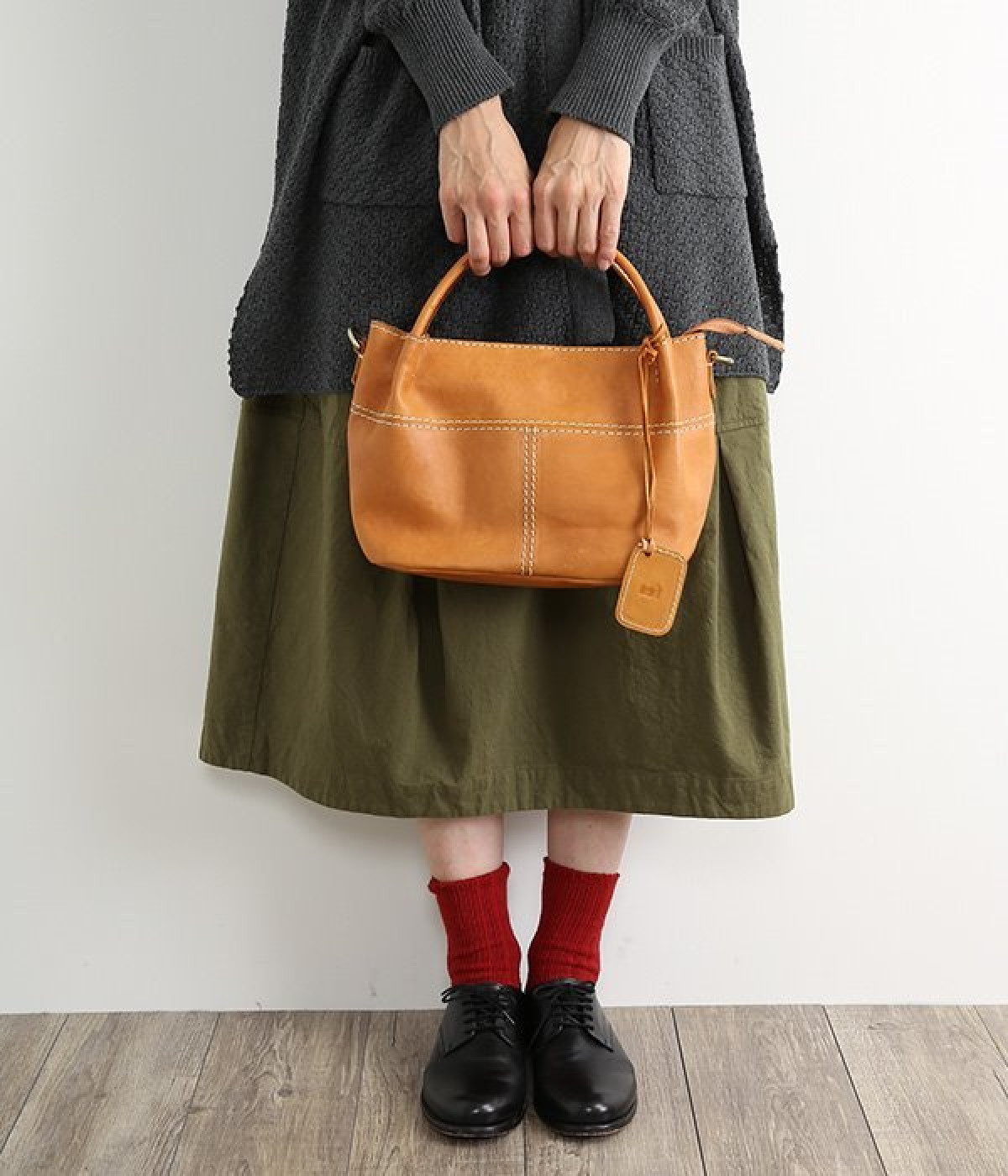 カウレザー2WAYハンドバッグ(ブラウン-ONESIZE)