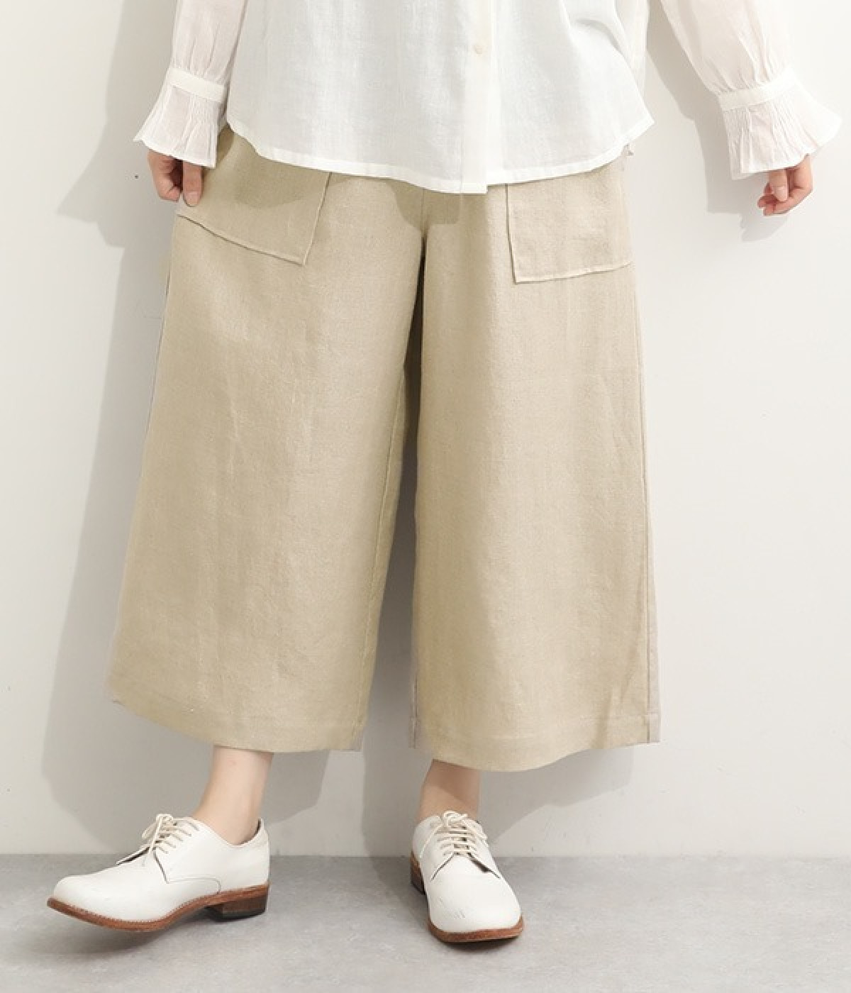 フレンチリネン　ベイカーパンツ(ナチュラル-ONESIZE)