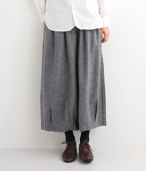 ウールエターミン裾タックボールパンツ(チャコール-ONESIZE)