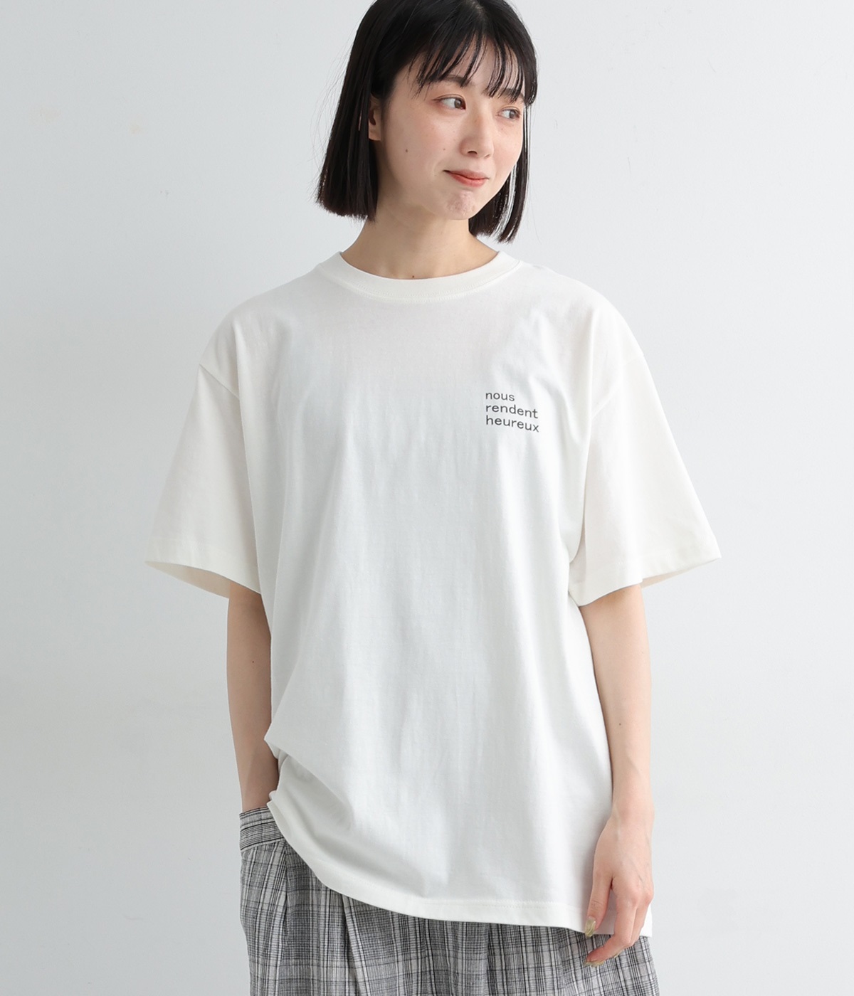 nous rendent heureux Tシャツ(オフホワイト-M)