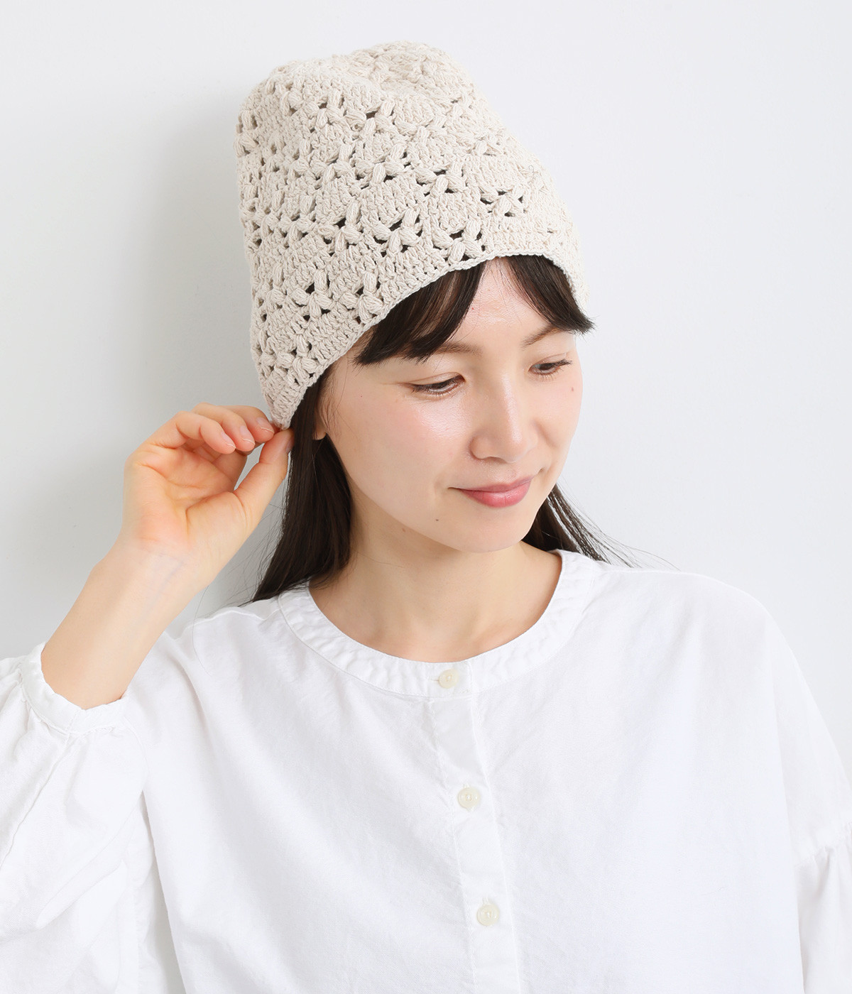 コットンフラワーキャップ(ナチュラル-ONESIZE)