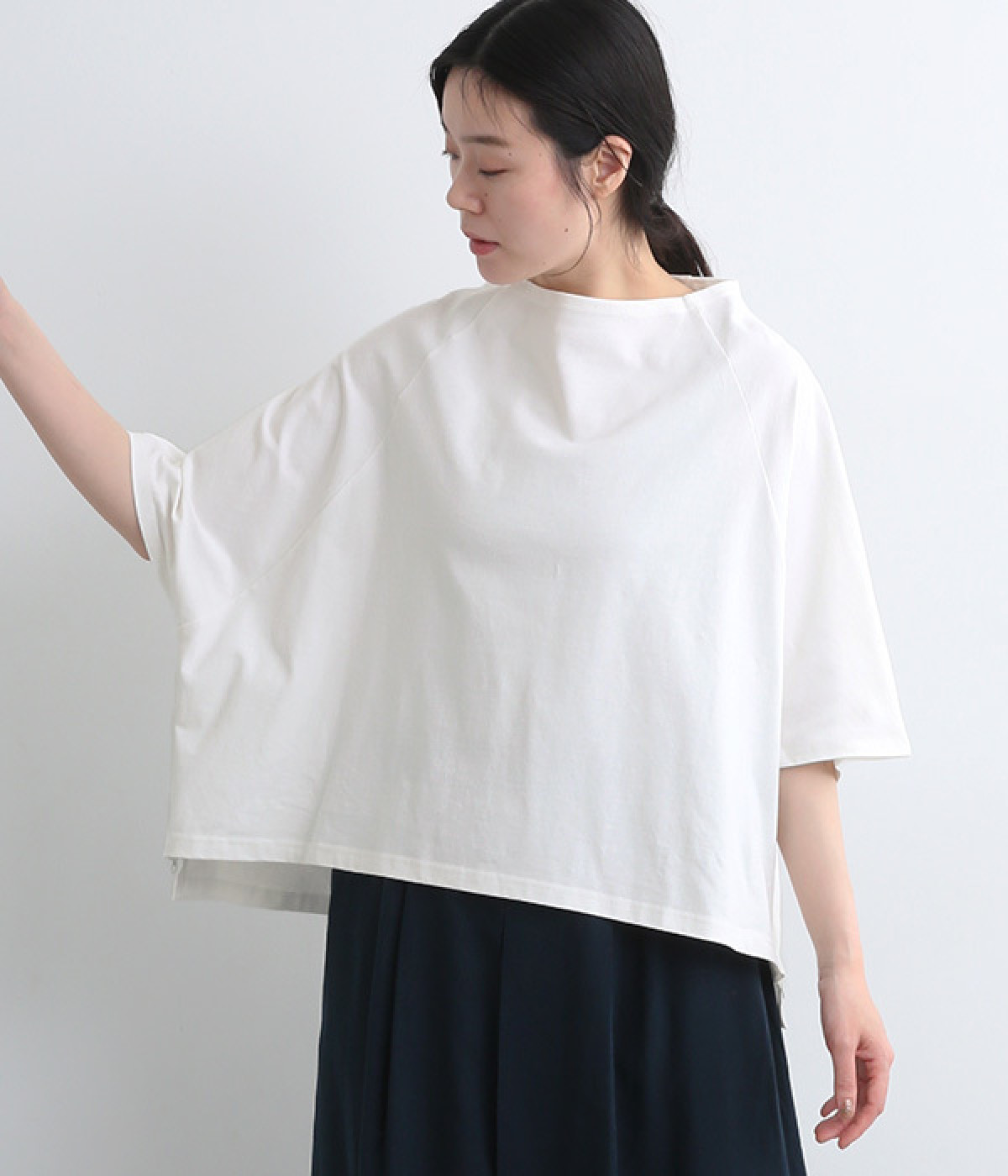 ボトルネックコットンプルオーバー(ホワイト-ONESIZE)