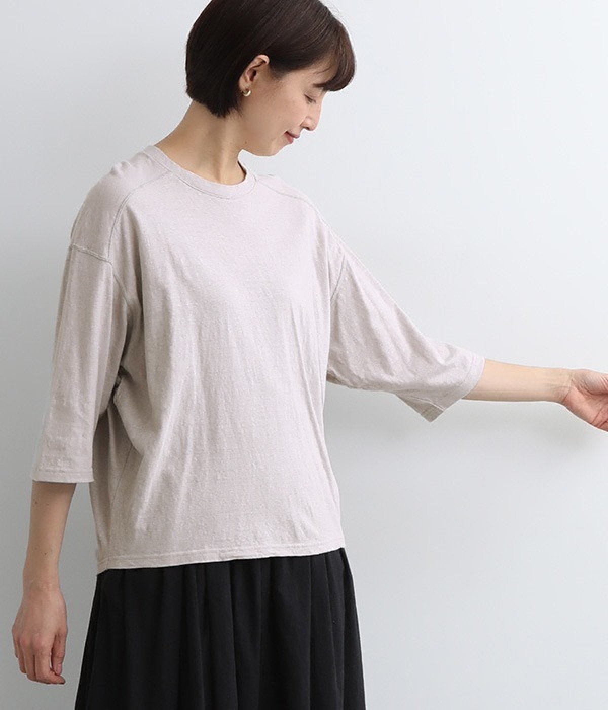 リコット天竺　ワイドTシャツ(サンドグレー-ONESIZE)