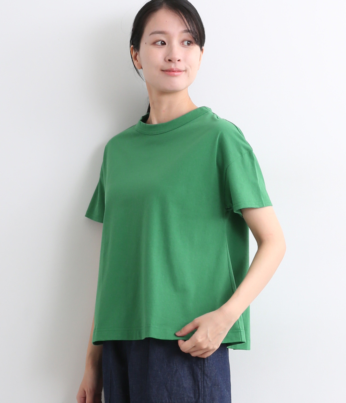 エーゲ海天竺　フレアーTシャツ(カーキグリーン-ONESIZE)