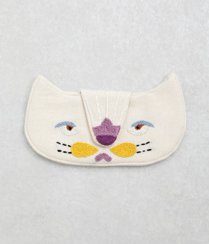 ネコ刺繍メガネケース