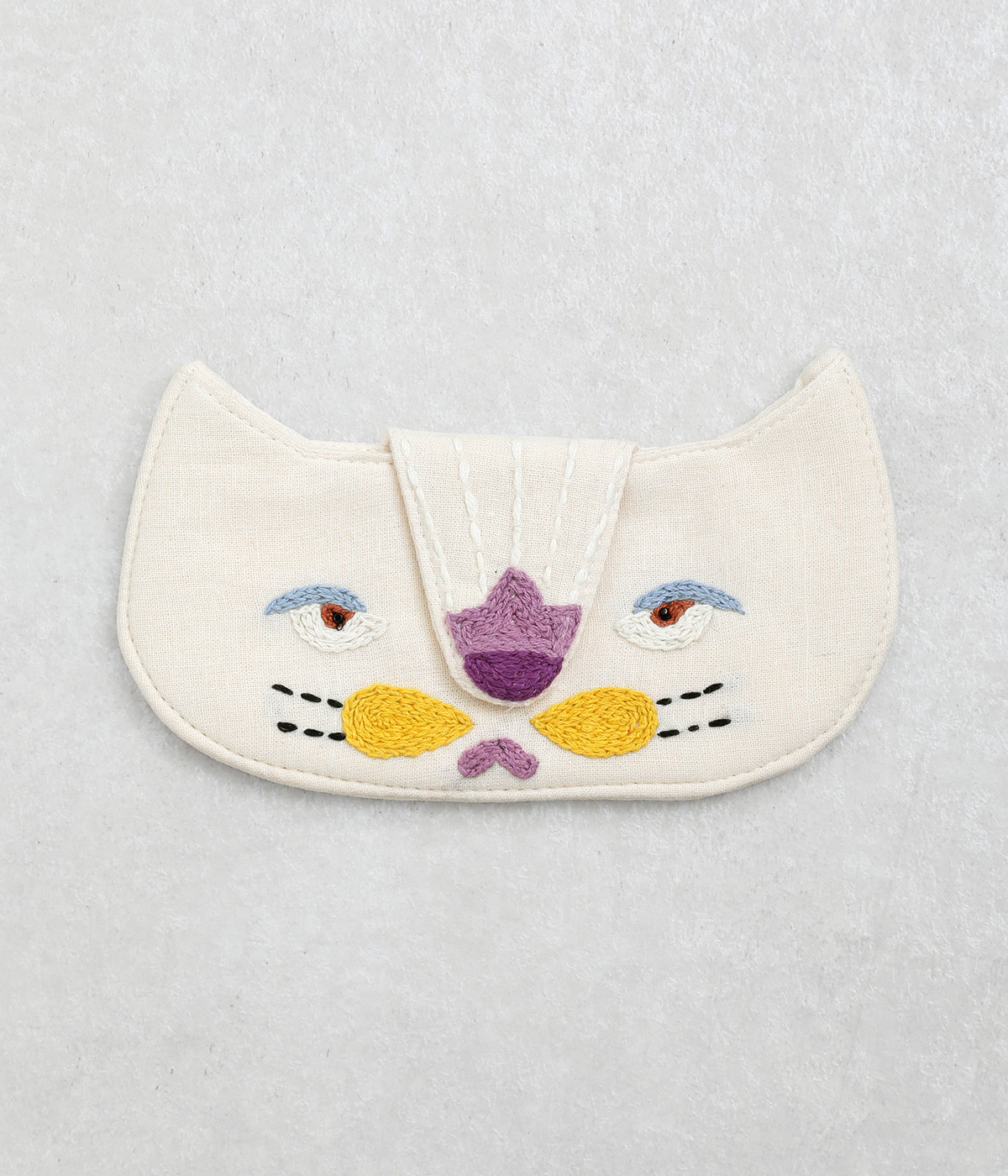 ネコ刺繍メガネケース(ナチュラル-ONESIZE)