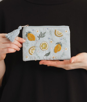 レモン刺繍ポーチS