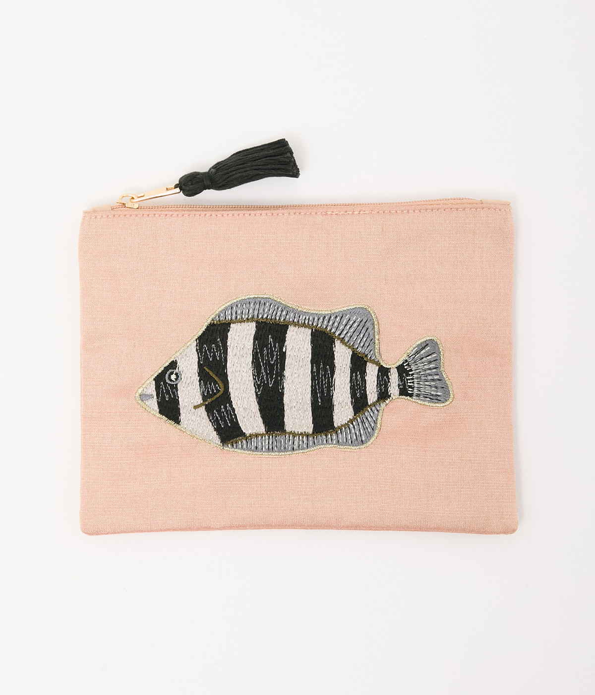 フィッシュ刺繍ポーチ(ピンク-ONESIZE)