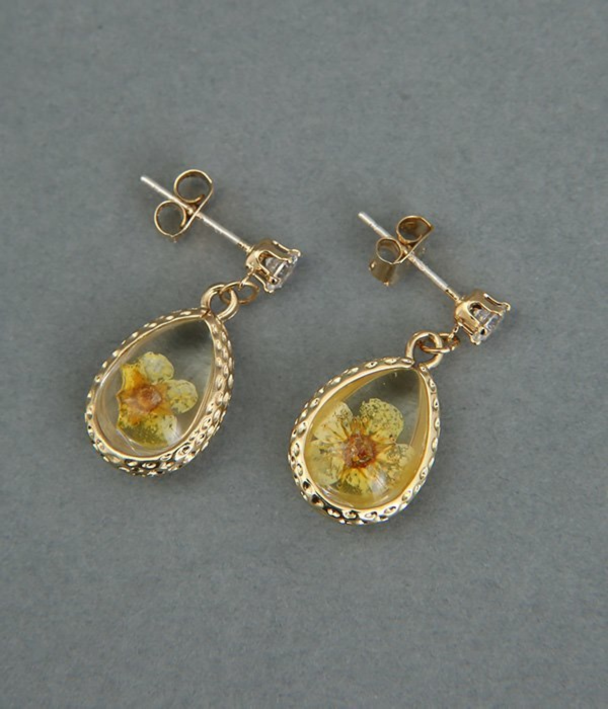 flower　antique　ピアス(イエロー-ONESIZE)