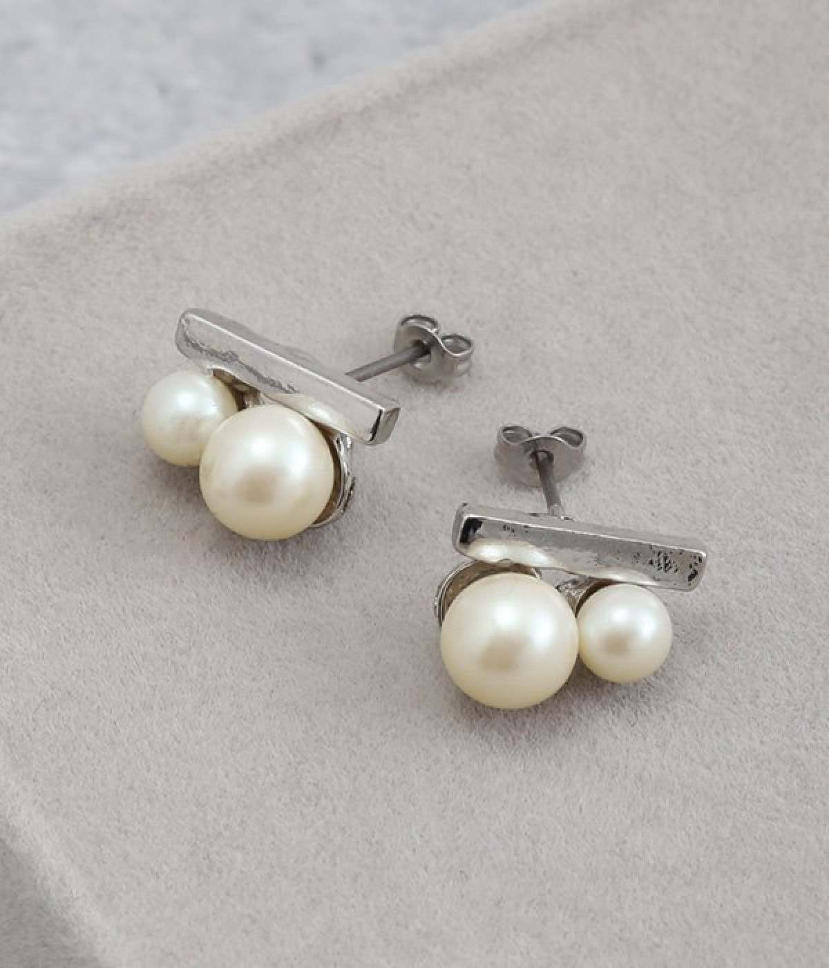 twin pearl×metal ピアス(シルバー-ONESIZE)