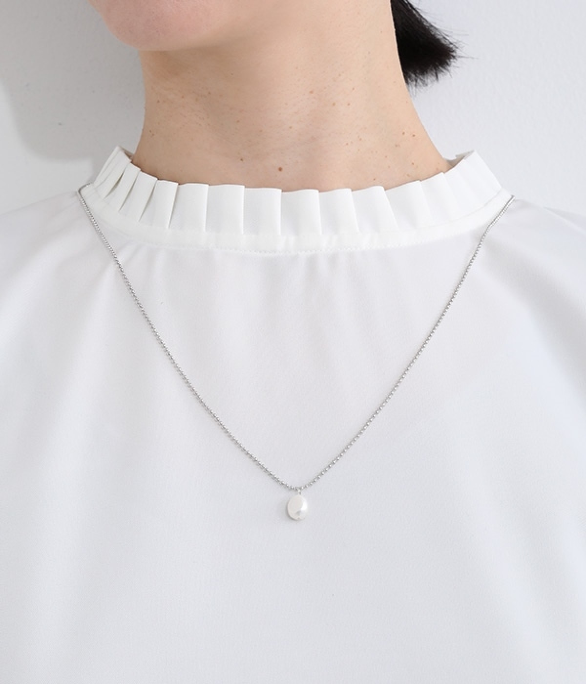 freshwater pearl middle　ネックレス(シルバー-ONESIZE)