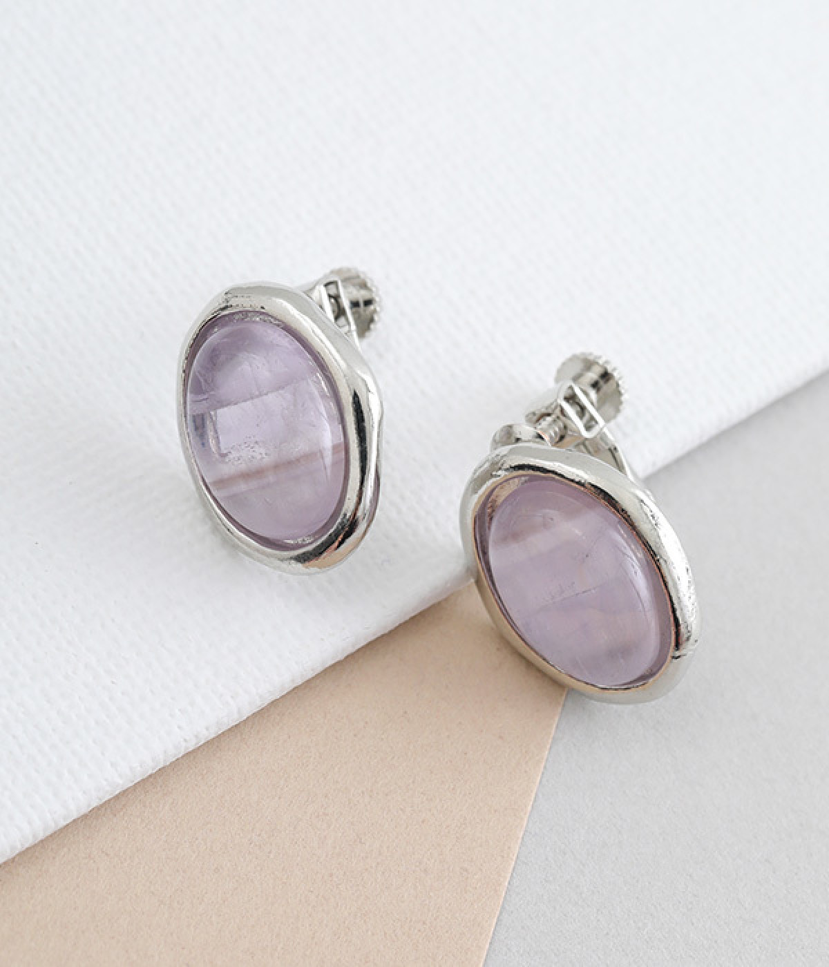 cabochon イヤリング(アメジスト-ONESIZE)