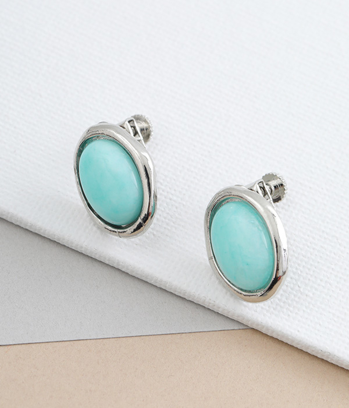 cabochon イヤリング(アマゾナイト-ONESIZE)