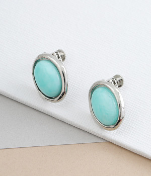 cabochon イヤリング(アマゾナイト-ONESIZE)