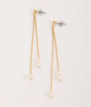 pearl×chain ピアス(ゴールド-ONESIZE)