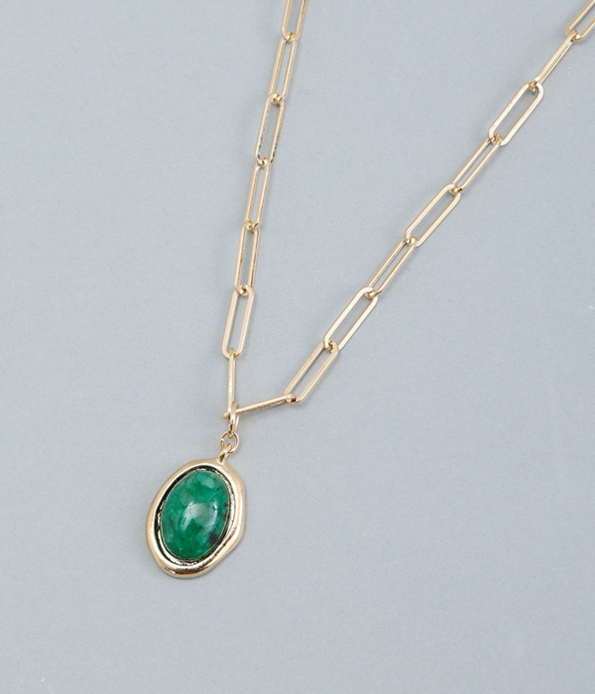 natural stone　ネックレス(green african turquoise/ゴールド-ONESIZE)