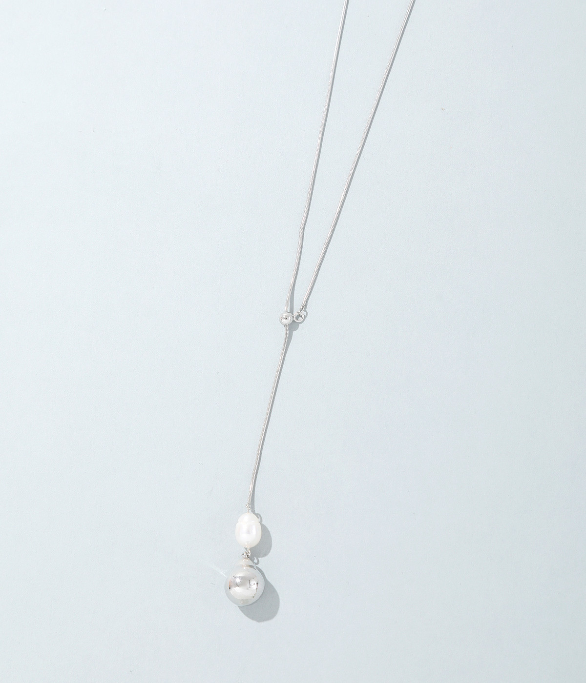slide freshwater peal Y字ネックレス(シルバー-ONESIZE)