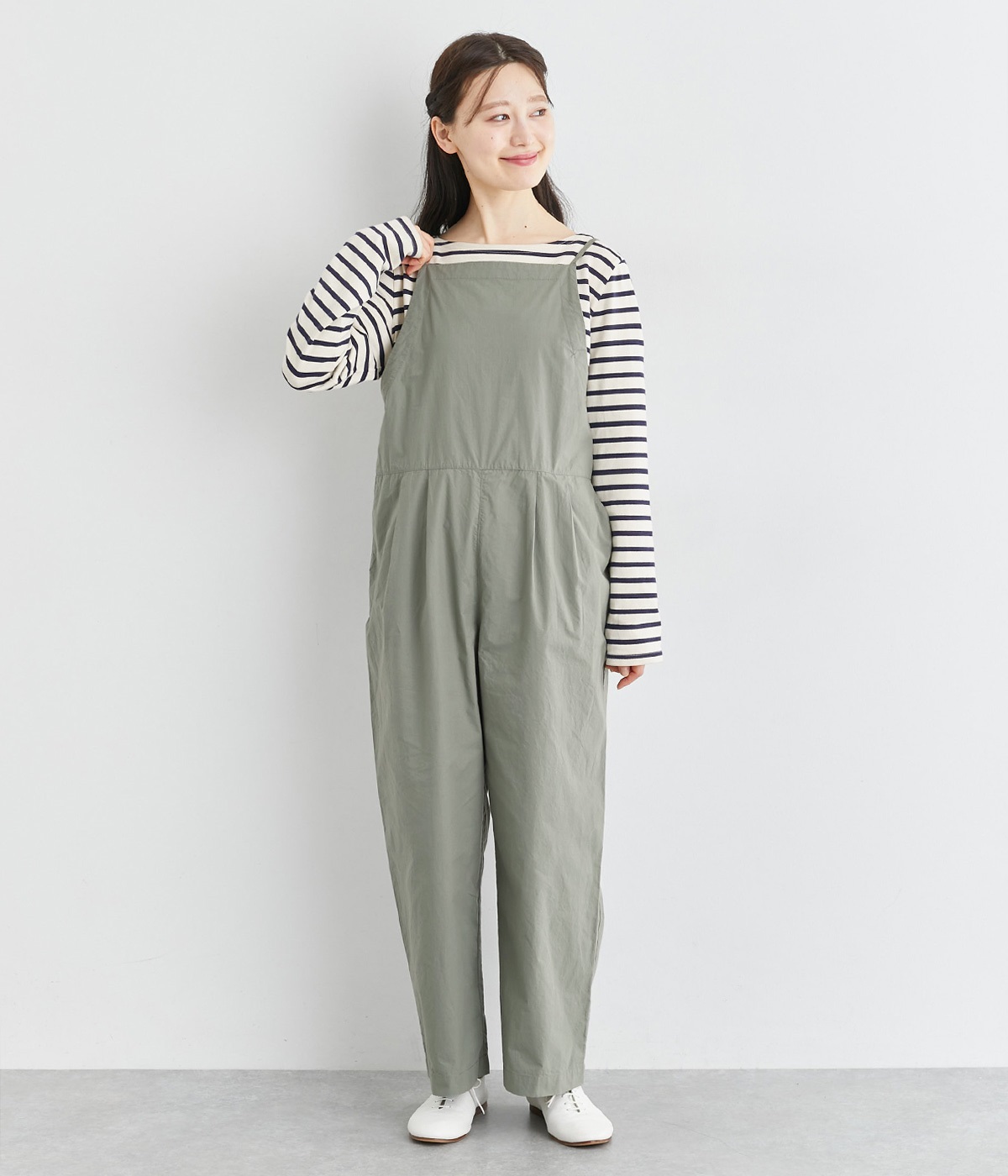 ワッシャーローンサロペットパンツ(カーキ-ONESIZE)