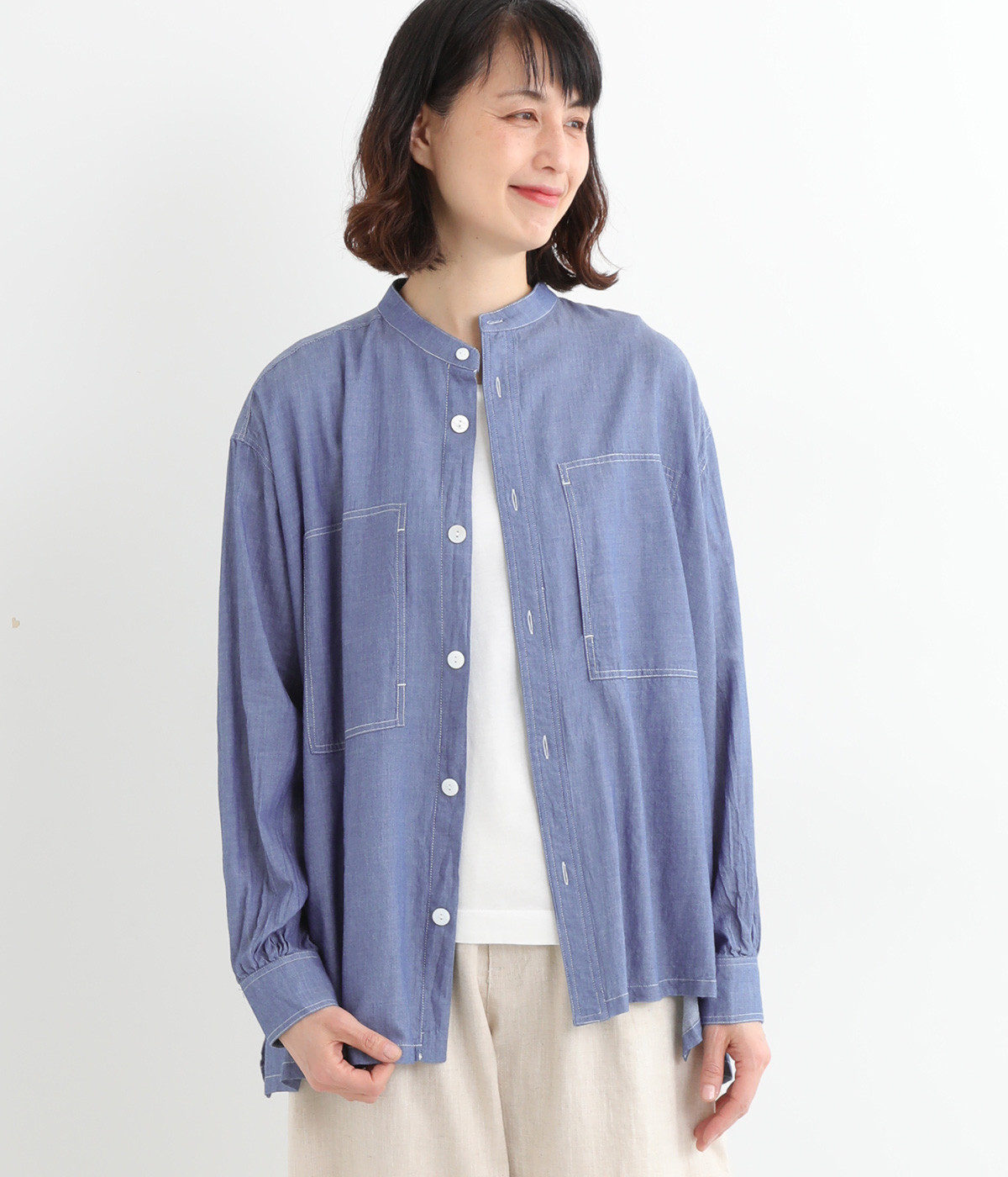 2.5ozインディゴデニム(ビエラ) ワークポケットシャツ(ダンガリーブルー-ONESIZE)