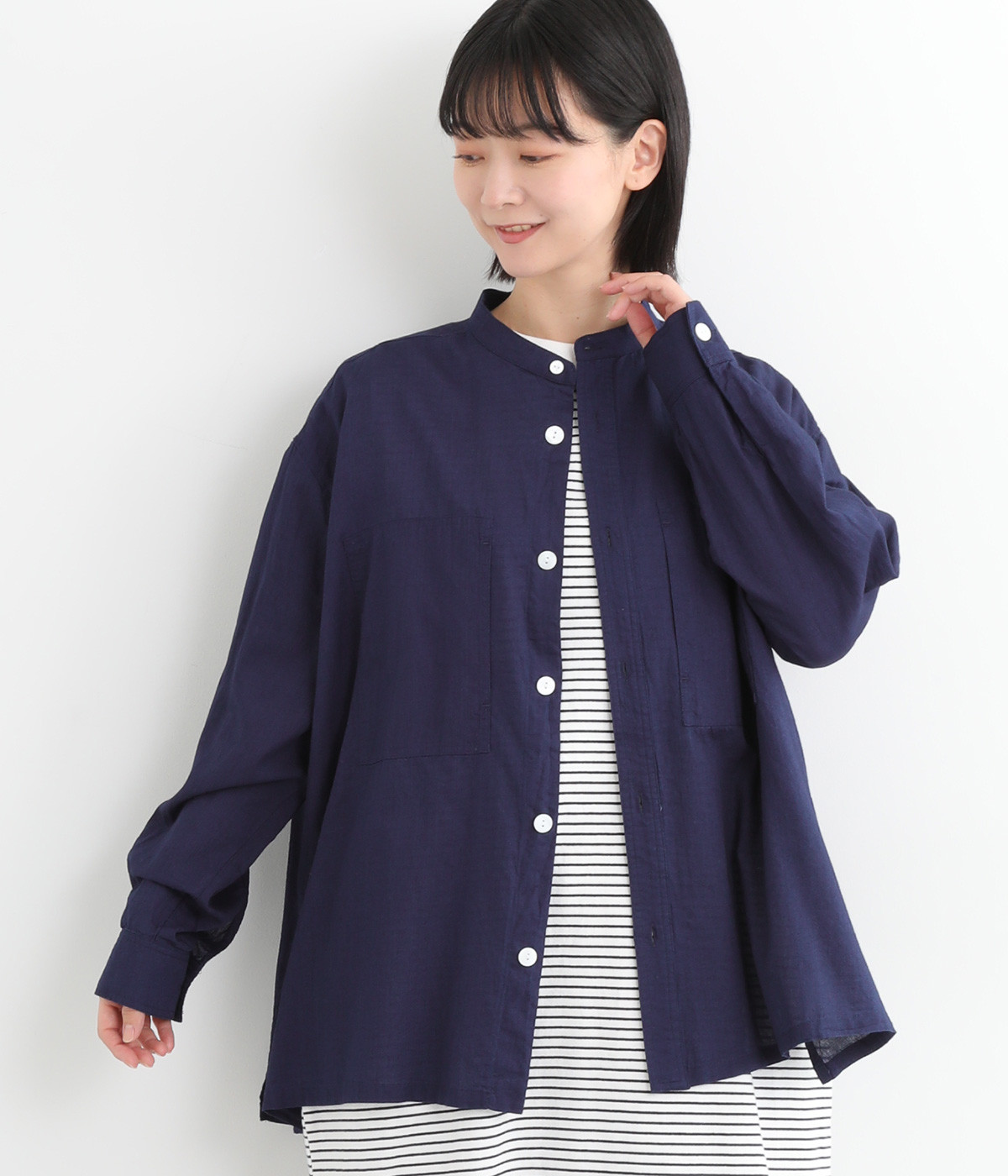 2.5ozインディゴデニム(ビエラ) ワークポケットシャツ(インディゴネイビー-ONESIZE)