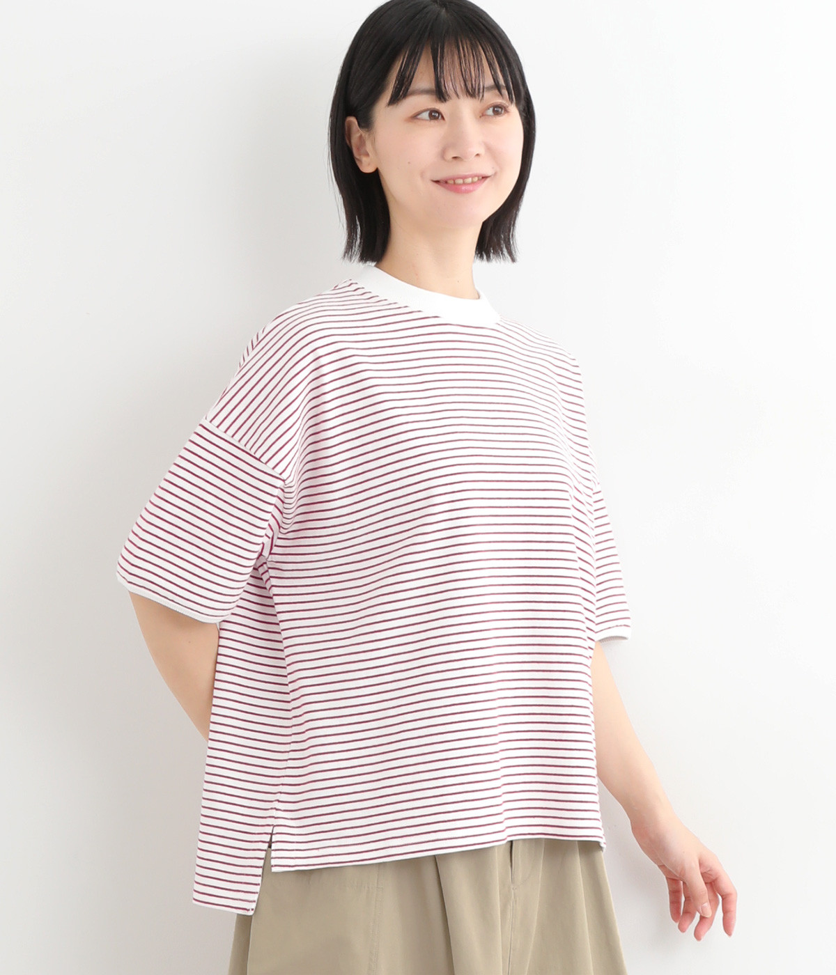 OE天竺ボーダー プルオーバー(オフホワイト×レッド-ONESIZE)