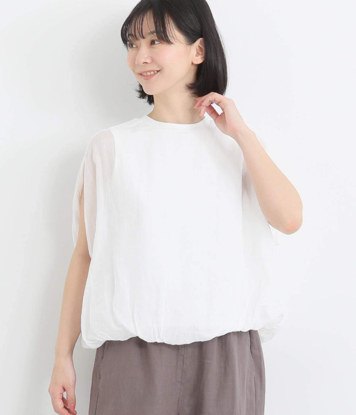 レイヤーバルーンTシャツ(オフホワイト-ONESIZE)