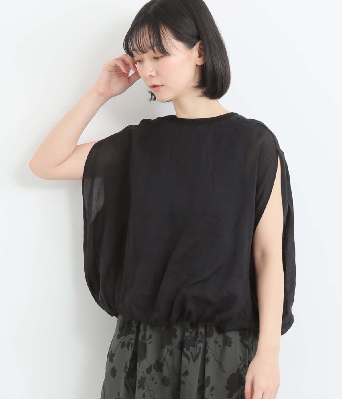 レイヤーバルーンTシャツ(ブラック-ONESIZE)