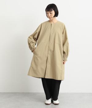 シャーリングスリーブノーカラーコート(モカ-F)