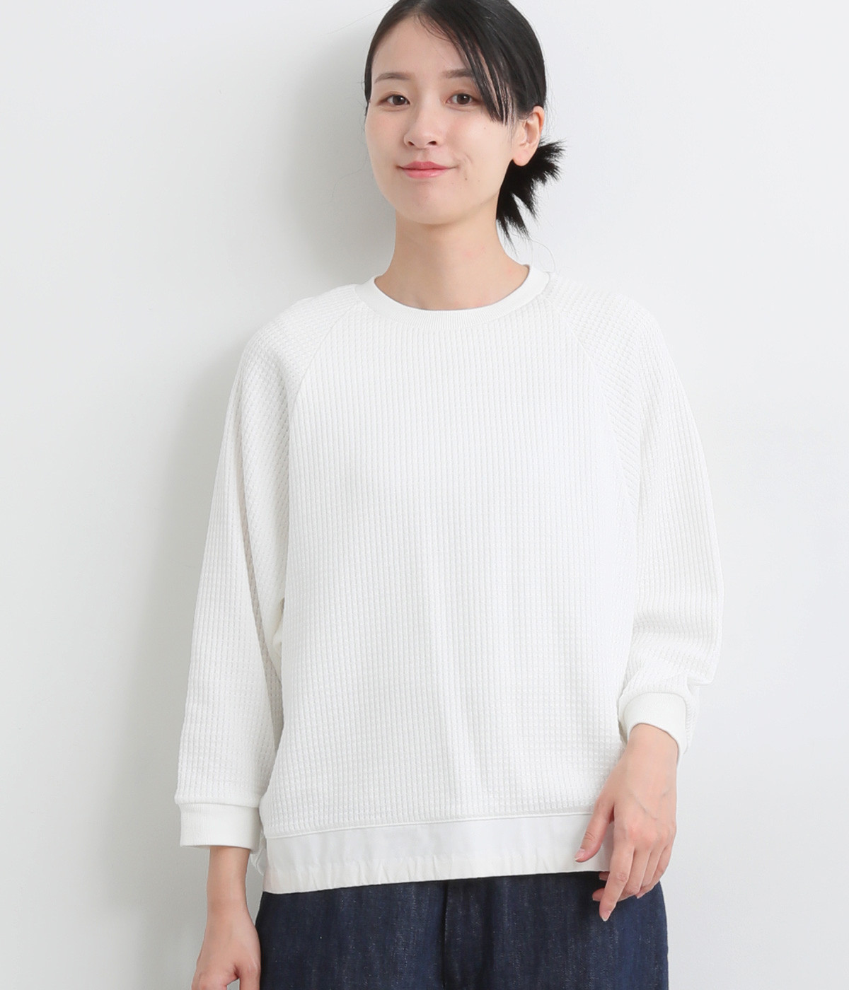 トランスファー　ワッフルコンビネーションプルオーバー(オフホワイト-ONESIZE)