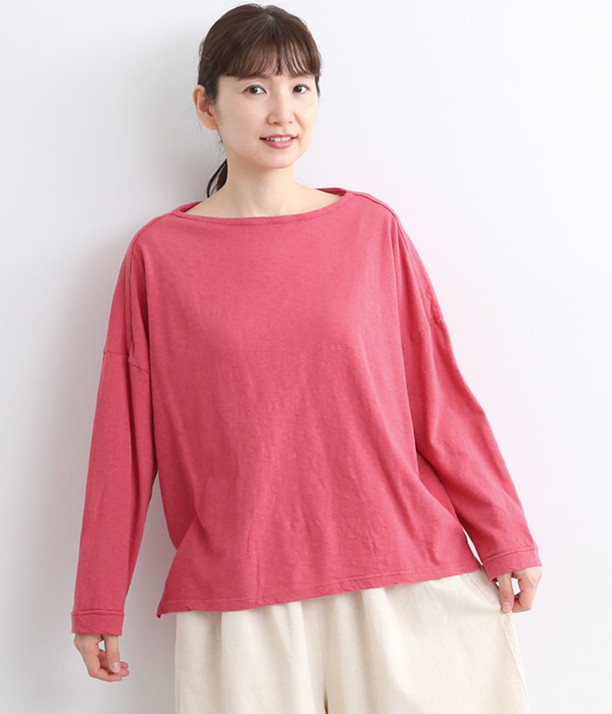 ラコット天竺ベースボールTシャツ(ピンク-ONESIZE)