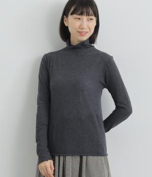 コットンメリノウール混タートルネックプルオーバー(チャコール-F)