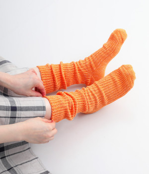 ヘンプコットンリブソックス【シーズンカラー】(ランタンオレンジ-ONESIZE)