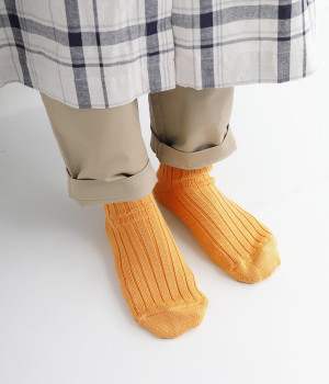 エジプトコットンリブソックス【シーズンカラー】(ススキゴールド-ONESIZE)